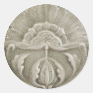 Art nouveau jugendstil flower tile design brown classic round sticker