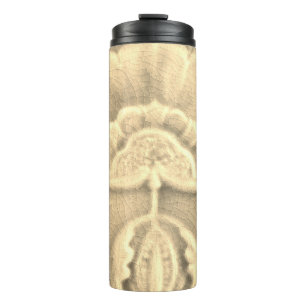 Art nouveau jugendstil flower tile gold cream  thermal tumbler