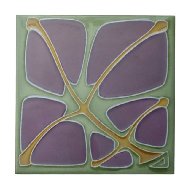 Art Nouveau Jugendstil Reproduction Antique Floral Ceramic Tile (Front)