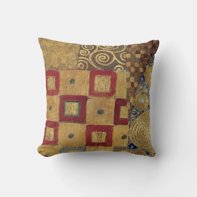 Art Nouveau Klimt - Gold, Red, Old Gold, Silver Cushion (Front)