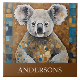 Art Nouveau Koala Bear Ceramic Tile