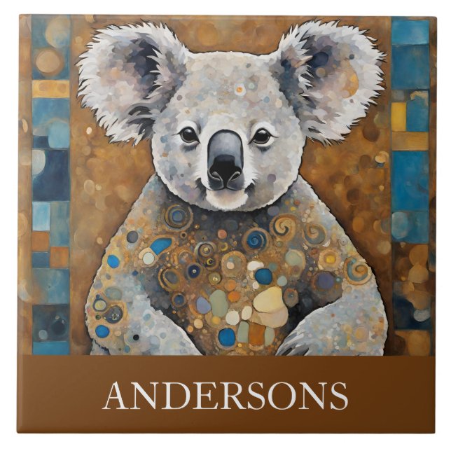 Art Nouveau Koala Bear Ceramic Tile (Front)