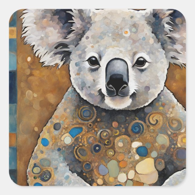 Art Nouveau Koala Bear Square Sticker (Front)