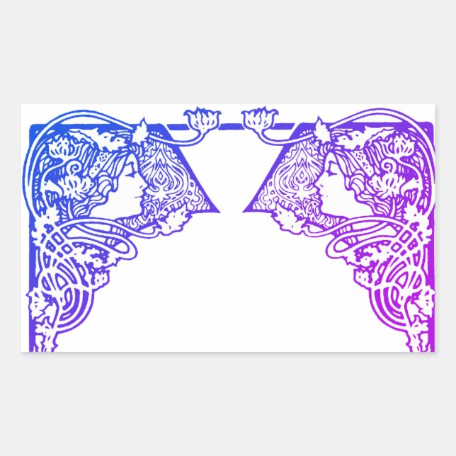 Art Nouveau Ladies Customisable Rectangular Sticke Sticker (Front)