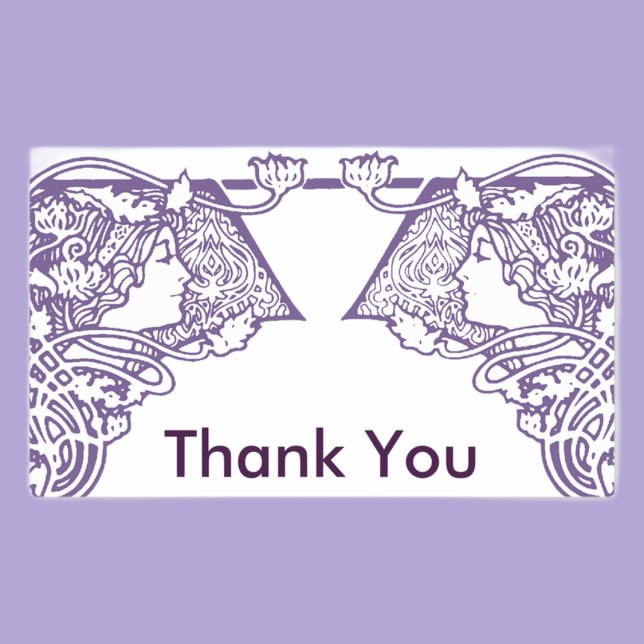Art Nouveau Ladies Customisable Thank You Rectangular Sticker (Creator Uploaded)