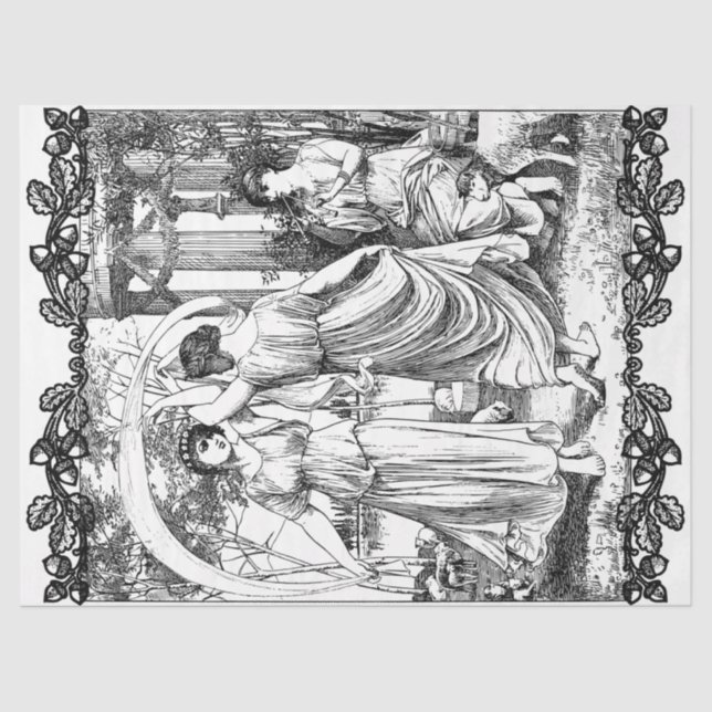 Art Nouveau Ladies Dancing Decoupage Tissue Paper (Front)