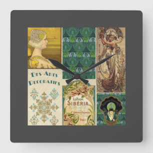 Art Nouveau Ladies Square Wall Clock
