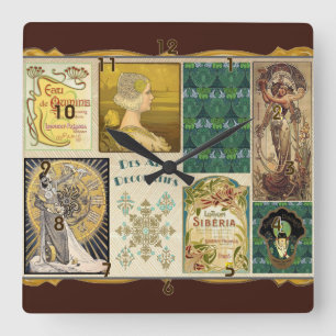 Art Nouveau Ladies Square Wall Clock