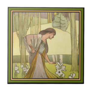 Art Nouveau ~ Lady and Lilies Tile