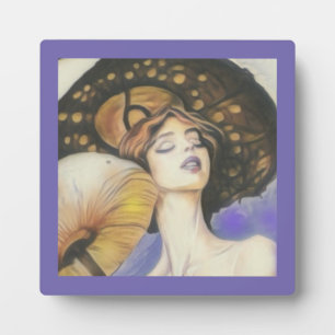 art nouveau lady artist designer mushroom plaque