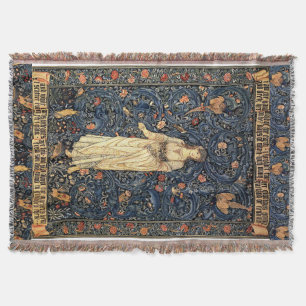 Art Nouveau Lady Birds Morris Floral Throw Blanket