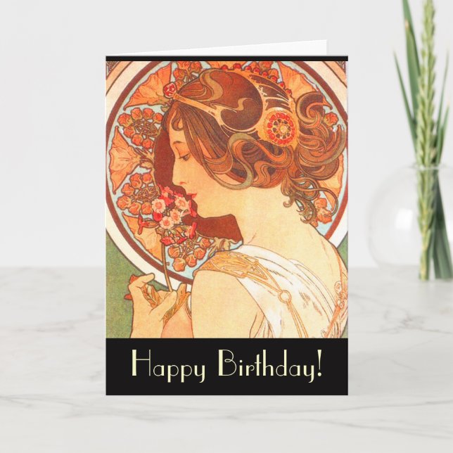 Art Nouveau Lady Birthday Card (Front)