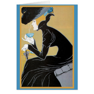 Art Nouveau Lady Drinking Tea