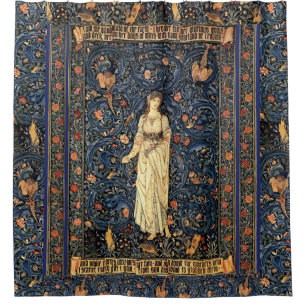 Art Nouveau Lady Flower Bird Rabbit Shower Curtain