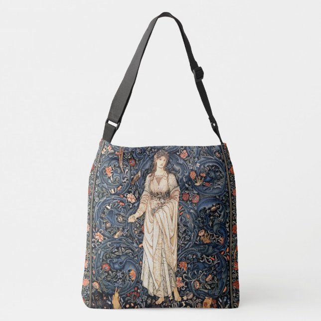 Art Nouveau Lady Flowers Garden Birds Tote Bag (Back)