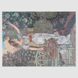 Art Nouveau Lady Garden French Flower Decoupage Tissue Paper