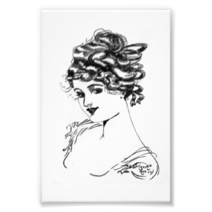 Art Nouveau Lady grandpa's drawing 1917 Photo Print