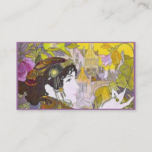 Art Nouveau Lady in a Garden Business Card