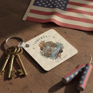Art Nouveau Lady Liberty USA 250 Motif ID1303 Key Ring
