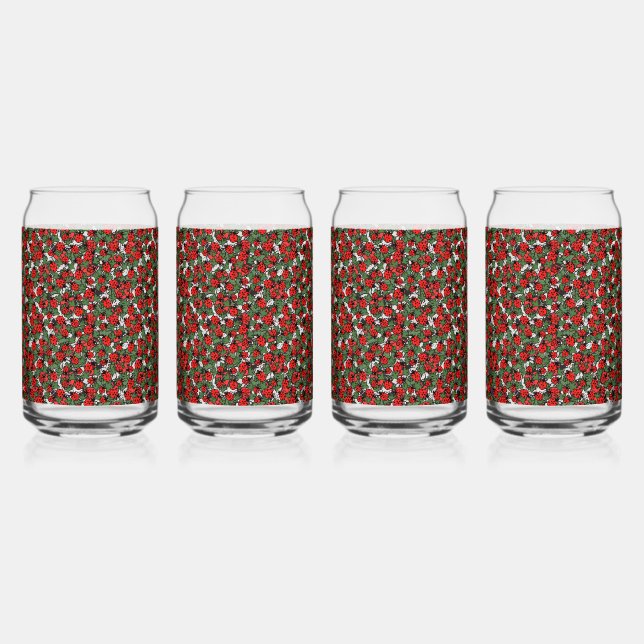 Art Nouveau Ladybug Insects Pattern Can Glass (Front)