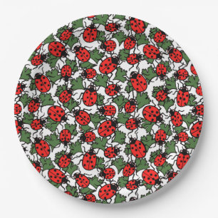Art Nouveau Ladybug Insects Pattern Paper Plate