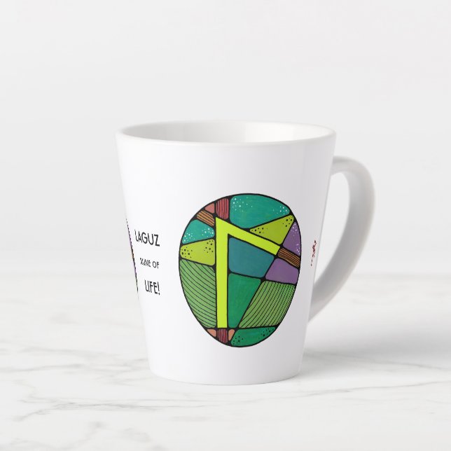 Art Nouveau Laguz Rune Latte Mug – LIFE! (Right Angle)