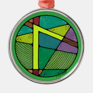 Art Nouveau Laguz Rune of Life Metal Ornament
