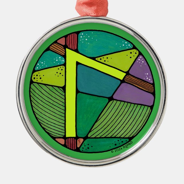 Art Nouveau Laguz Rune of Life Metal Ornament (Front)