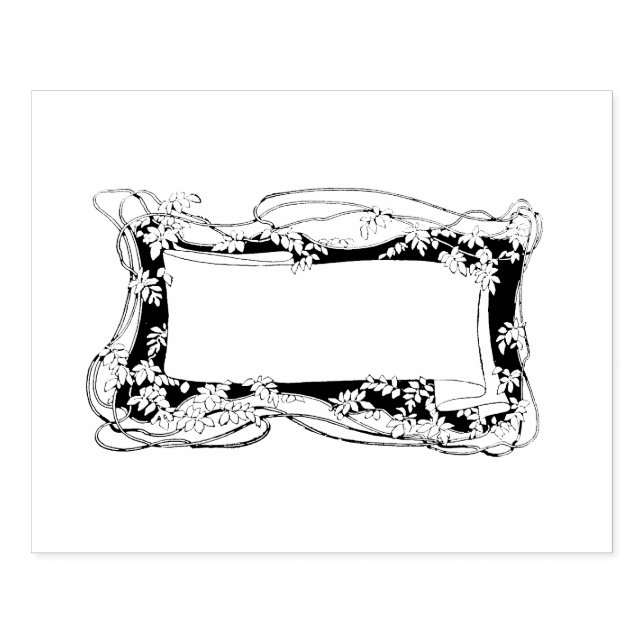 Art Nouveau Leafy Vines Label or Stationery Rubber Stamp (Imprint)
