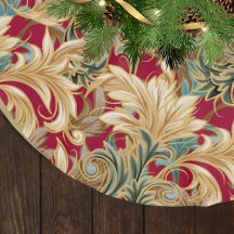 Art Nouveau Leaves Christmas Tree Skirt