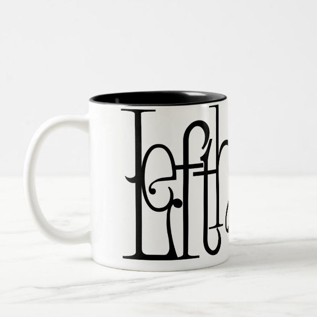 Art Nouveau Lefthanded Typography Design Two-Tone  Coffee Mug (Left)
