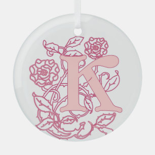 Art nouveau letter K Glass Tree Decoration