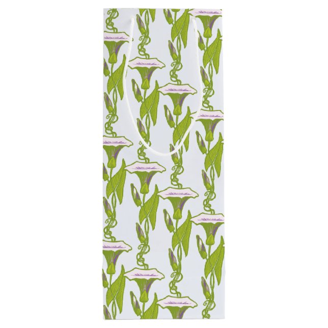 Art Nouveau light Ipomoea floral wallpaper art Wine Gift Bag (Back)
