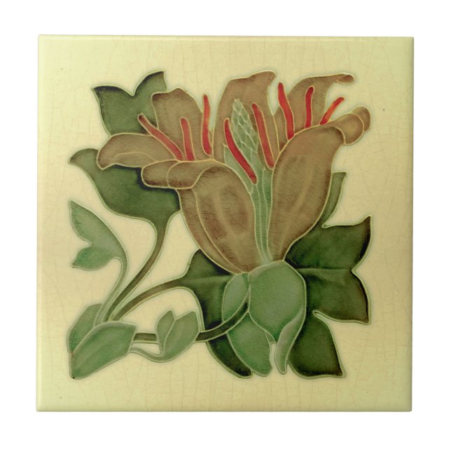 Art Nouveau Lily Antique Pilkington Repro Ceramic Tile (Front)