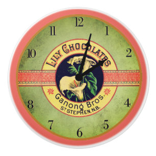 Art nouveau lily chocolate advertisement clock ceramic knob