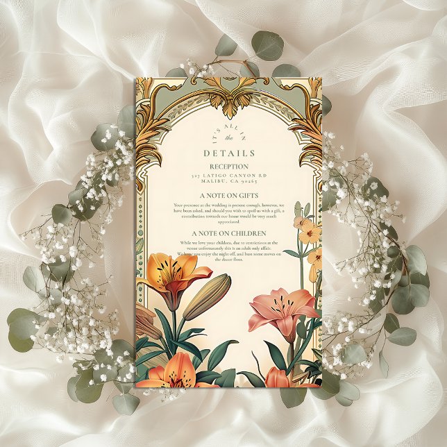 Art Nouveau Lily Wedding – Floral Frame Design Enclosure Card (Creator Uploaded)