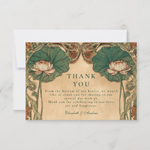 Art Nouveau Lotus Floral Wedding Thank You Card