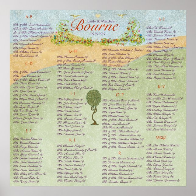 Art Nouveau Love Bird Wedding Poster (Front)