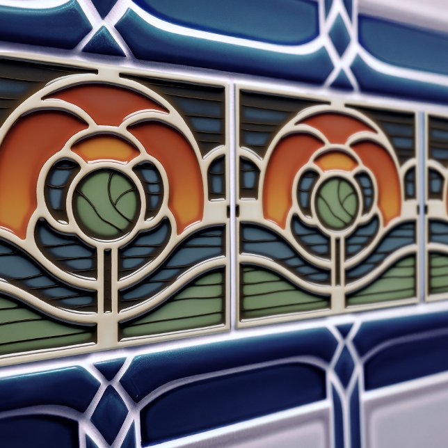 Art Nouveau Mackintosh Rose Ceramic Tile (Creator Uploaded)