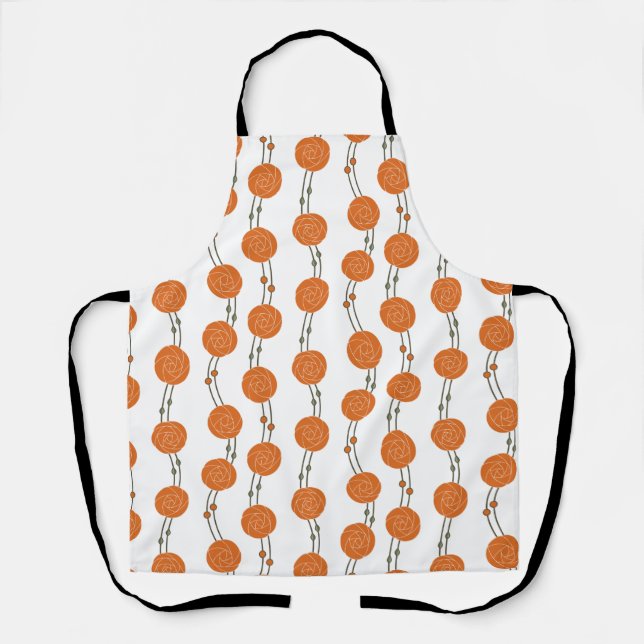 Art Nouveau Mackintosh Rose Stripes Orange Apron (Front)