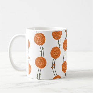 Art Nouveau Mackintosh Rose Stripes Orange Coffee Mug