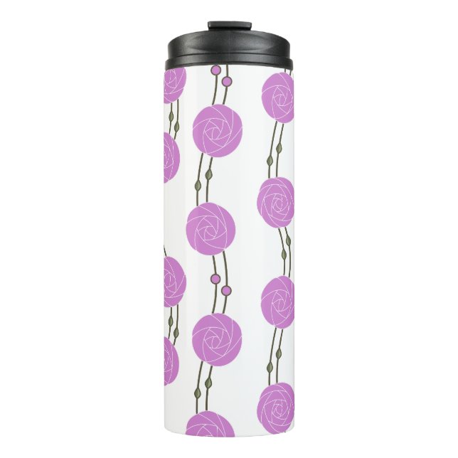 Art Nouveau Mackintosh Rose Stripes Pink Thermal Tumbler (Front)