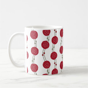 Art Nouveau Mackintosh Rose Stripes Red Coffee Mug