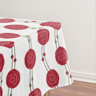 Art Nouveau Mackintosh Rose Stripes Red Tablecloth
