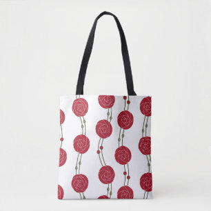 Art Nouveau Mackintosh Rose Stripes Red Tote Bag