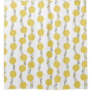 Art Nouveau Mackintosh Rose Stripes Yellow Shower Curtain