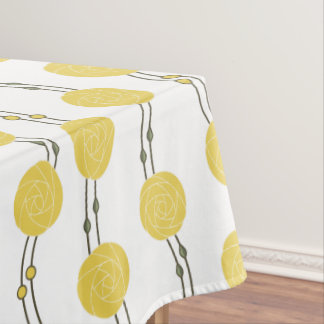 Art Nouveau Mackintosh Rose Stripes Yellow Tablecloth