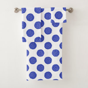 Art Nouveau Mackintosh Roses Retro Floral Blue Bath Towel Set