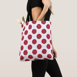 Art Nouveau Mackintosh Roses Retro Floral Red Tote Bag