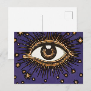 Art Nouveau Magic Eye & Stars Vintage illustration Postcard